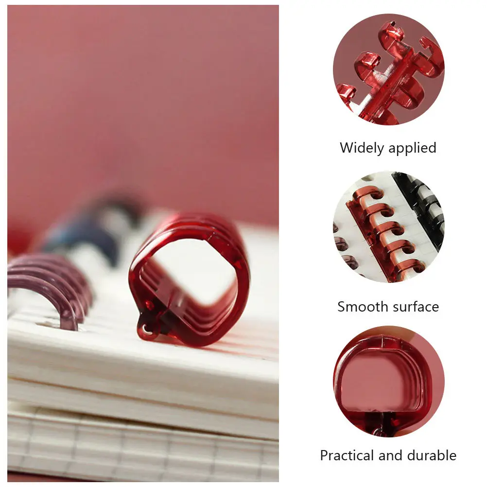 7Pcs 부드러운 가장자리 루즈 리프 바인더 프리미엄 플라스틱 세그먼트 바인더 메모 파일링 스크랩북을위한 5 홀 크리 에이 티브 문구류