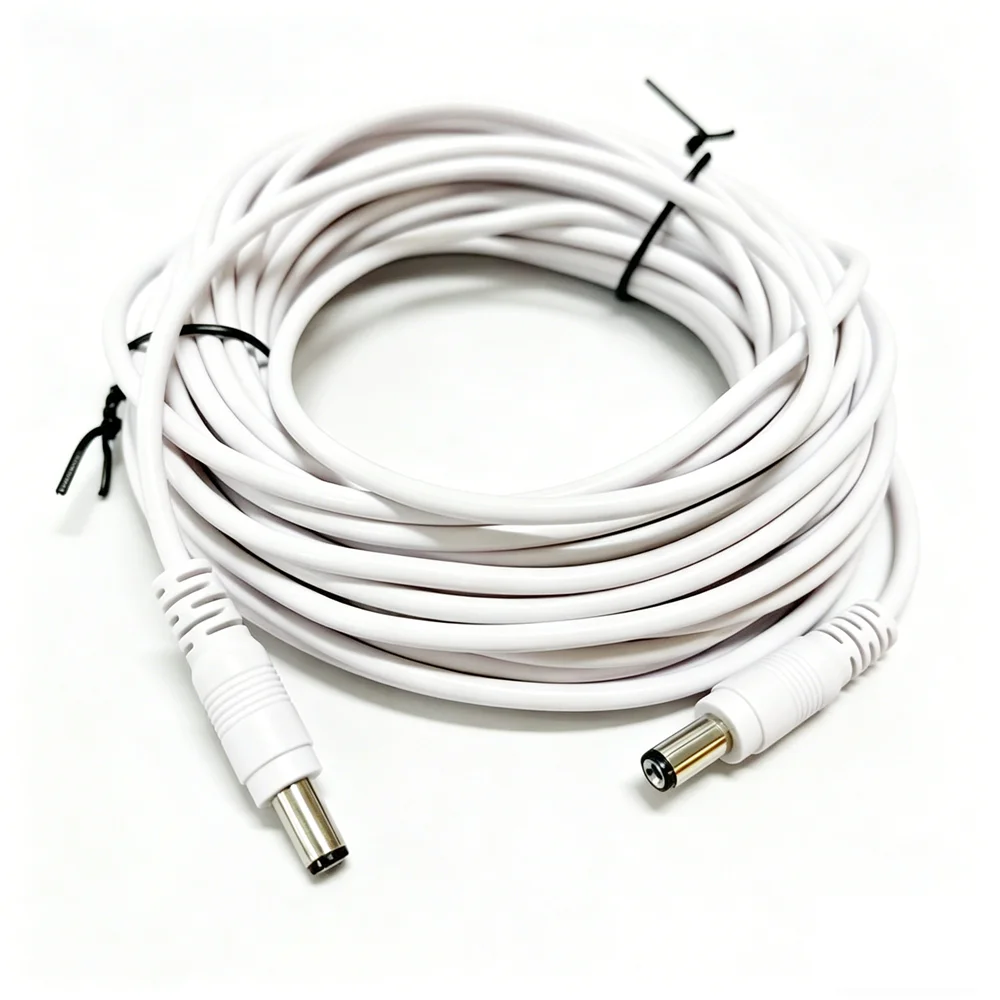 12V DC 전원 코드 케이블 흰색 5.5 x 2.1mm 남성-남성 DC 연장 전원 케이블 와이어 1M/3M/5M/10M