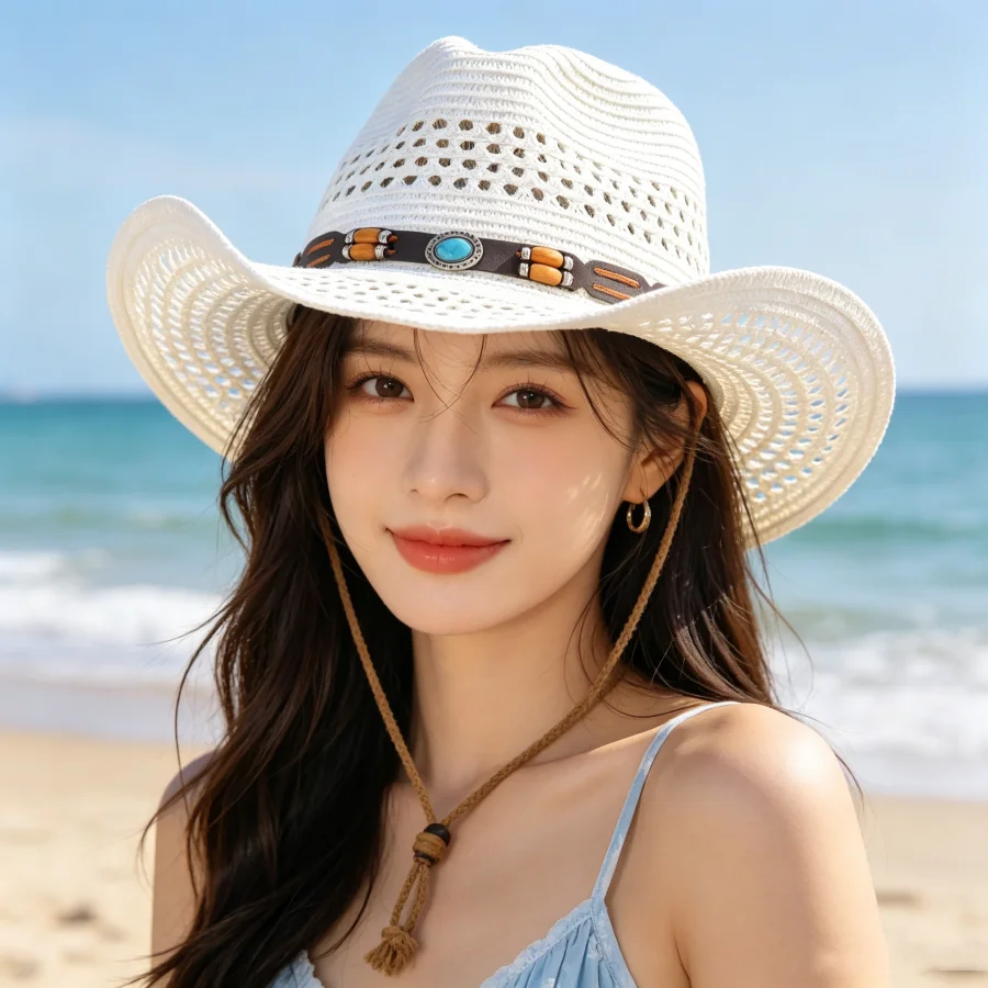 Vintage-Inspired Unisex Cowboy Sun Hat with Breathable Design and Large Brim for Ultimate Sun Protection