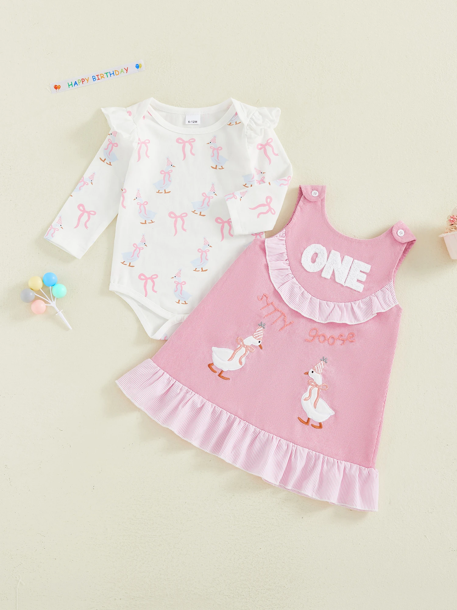 Toddler Girl Winter Outfits Long Sleeve Floral Print Romper Suspender Skirt Set Baby Girl Clothes for Birthday Party