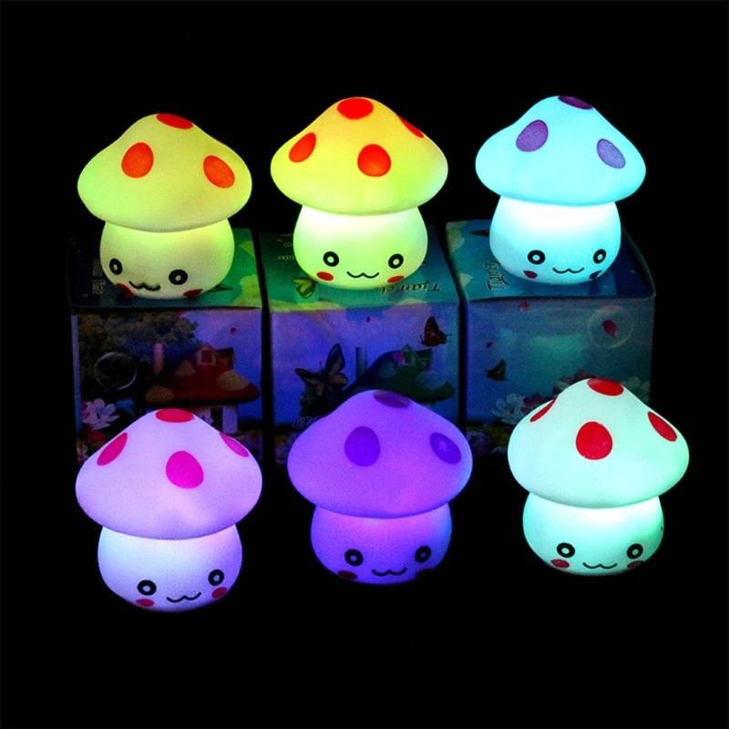 

1PC Kids Cute Mushroom Light Up Toys Baby Nursery Room Desktop Lamp Decoration Novelty Glowing Mushroom Night Light Random Color