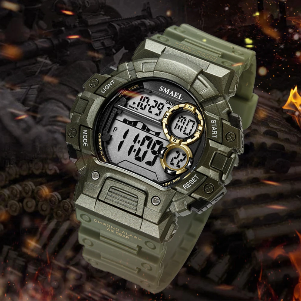 2024 New Men's Fashion Outdoor Waterproof Glow-in-the-dark Digital Watch Student Electronic Watch Military Multifunctional Watch
