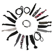  10/6/5pc Elastic Hair Ties Ribbon No Crease Ouchless Ponytail Holders For Girl Women Yoga Twist Bands Hand Knotted Fold black 