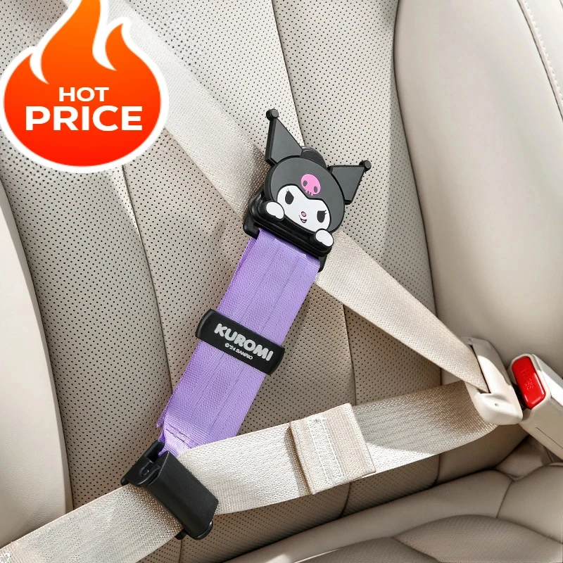 Sanrio Kuromi Car Seat Belt Limiter Child Safety Belt Holder Adjustable Length Universal Hello Kitty Seat Accessories