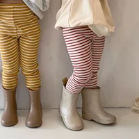 Spring Autumn Boy Infant Thin Candy Color Ruffle Leggings Girl Baby Striped Casual Pants Fashion Children Cotton Trouser Clothes 3