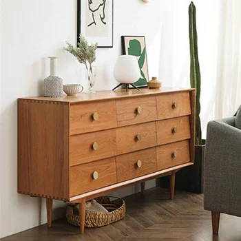 Japanese Vintage Living Room Cabinet Nordic Simple Multifunction Bedroom Storage Cabinet Solid Wood Home Furniture Vitrina FYLC