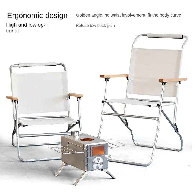 Folding Chair Outdoor Camping Aluminum Alloy Tall Army Chair Leisure Portable Backrest For British Rover Restaurant