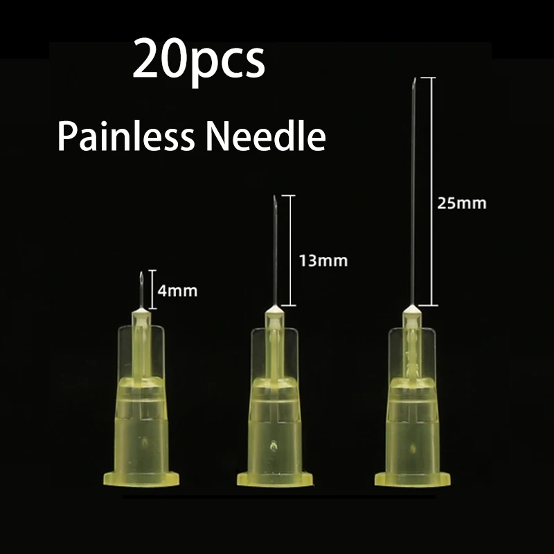 

20pcs 30G Medical Micro-plastic Painless Small Needle 13mm 4mm 25mm Disposable Injection Cosmetic Sterile Needle Surgical Tool