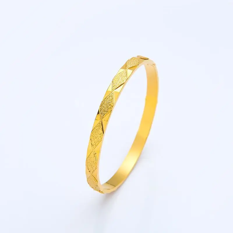 Wholesale Jewelry-- Embroidery Bangles and Bracelets 58mm For Women Wedding Jewelry Pure Gold Color 4