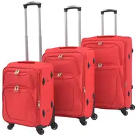 Ensemble de 3 valises souples rouges, ensemble de bagages souples 3 pièces, ensemble de valises rouges avec serrure TSA, sacs de voyage légers 1