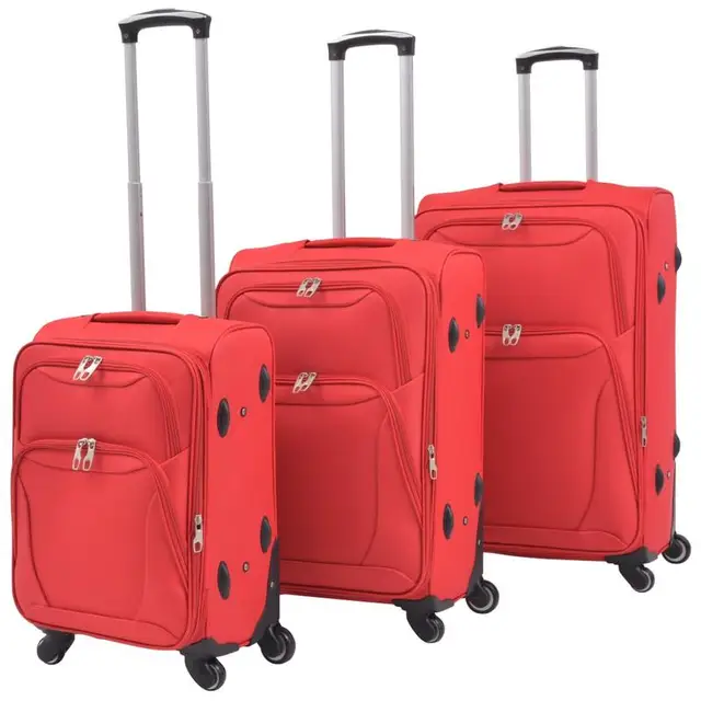 Ensemble de 3 valises souples rouges, ensemble de bagages souples 3 pièces, ensemble de valises rouges avec serrure TSA, sacs de voyage légers 1