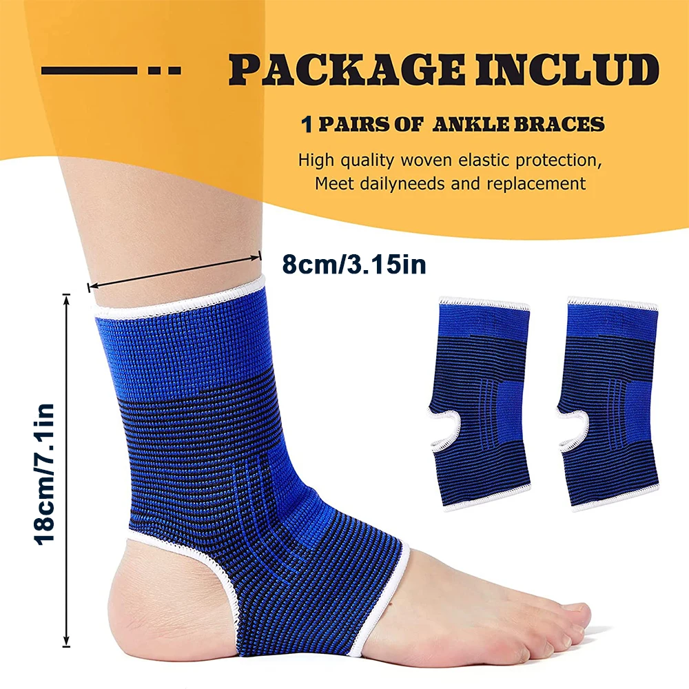 1Pair Knitted Compression Ankle Brace Sock Elastic Breathable Ankle Support Sleeve for Sport Running Cycling Basketball Football