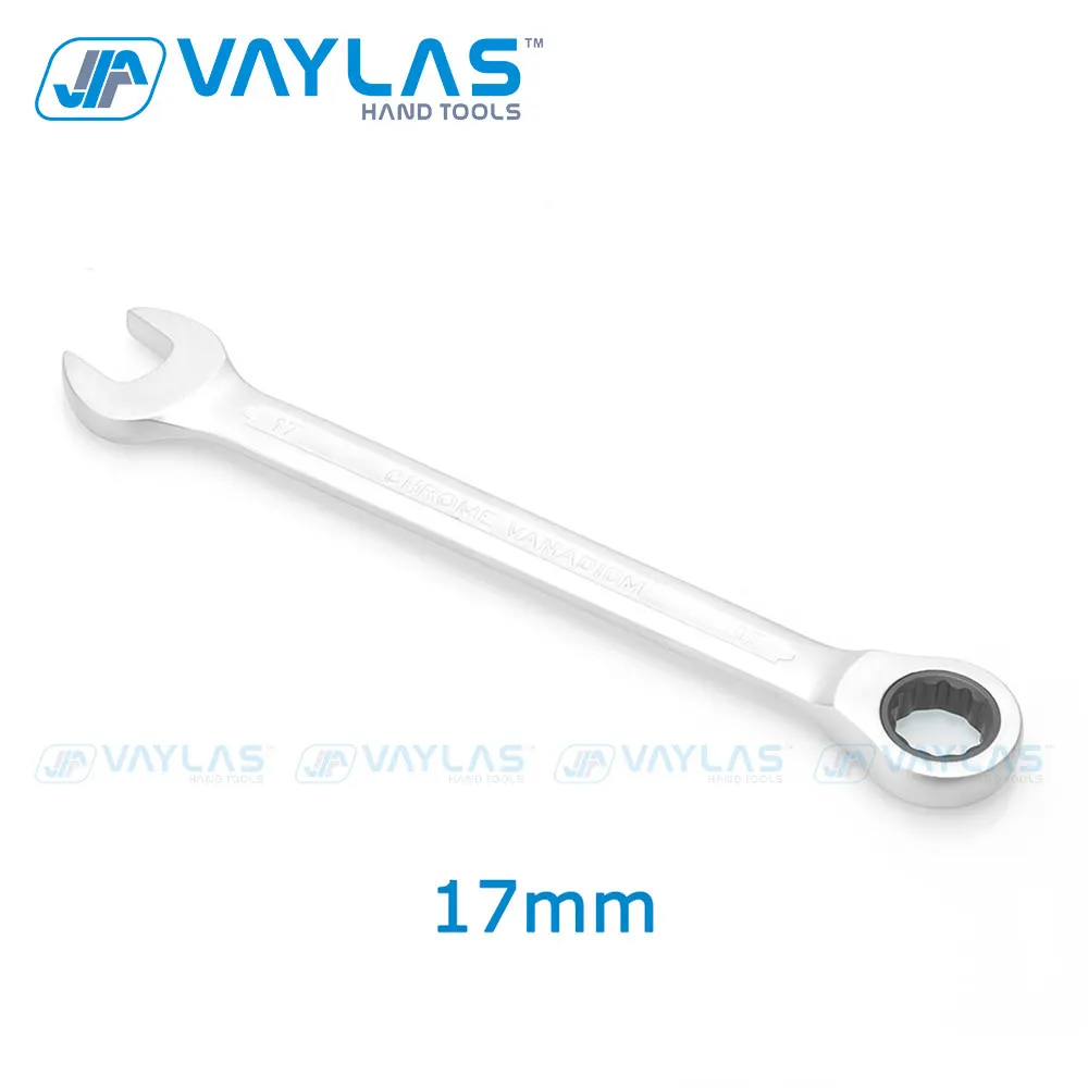 

VAYLAS 17mm Dull Polished Combination Wrench Fixed Head Ratchet 72T and Open End High Torque Spanner Repair Hand Tool