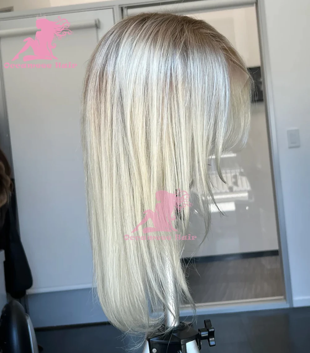 Bob Lace Frontal Wig Human Hair Brown ombre Ash Blonde Straight Brazilian Hair Preplucked Transparent Lace Wigs For white Women