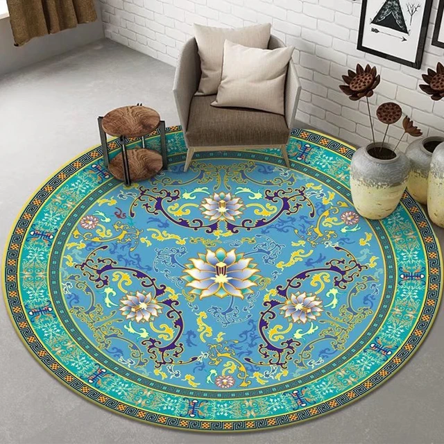 Alfombras redondas de decoración de lujo europeo para sala de estar, sofás,  Alfombra de silla de dormitorio, alfombras de área antideslizantes,  alfombras de piso lavables para el hogar - AliExpress