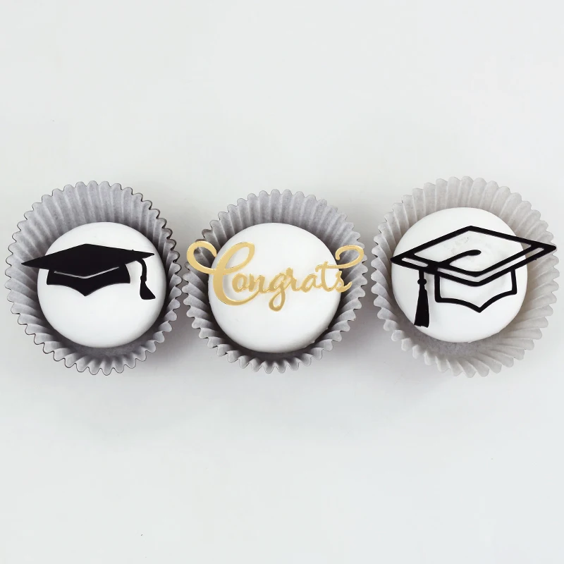 Description Picture 3 of item10Pcs Congrat Bachelor Hat Cupcake Toppers Acrylic Cake Topper Graduate Party Graduation Cake Decorating Supplies Class of 2024