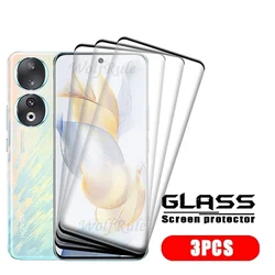 Premium Tempered Glass Screen Protector - 9H Full Cover Curved Shield for Honor 90 (3 Front Glass)