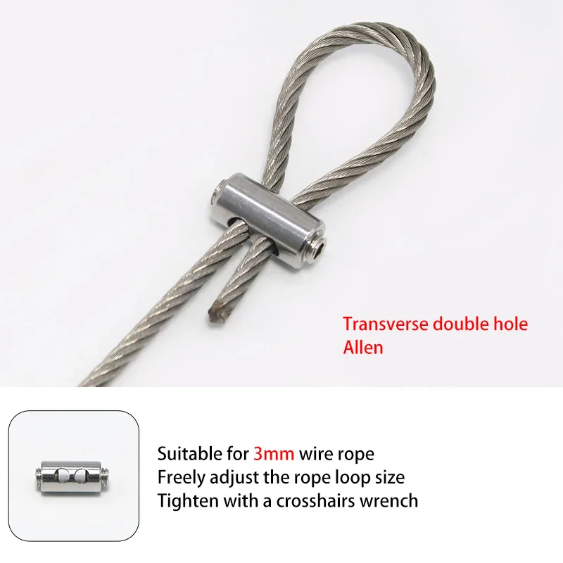 For 2/3mm Wire Rope Lock Double-hole Cable Locker Arbitrarily
