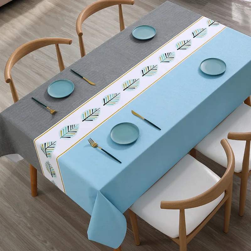 

Nordic Style Tablecloth Stitching Color Waterproof Dinning Table Cover Wedding Party Rectangular Table Cloth Home Kitchen Decor