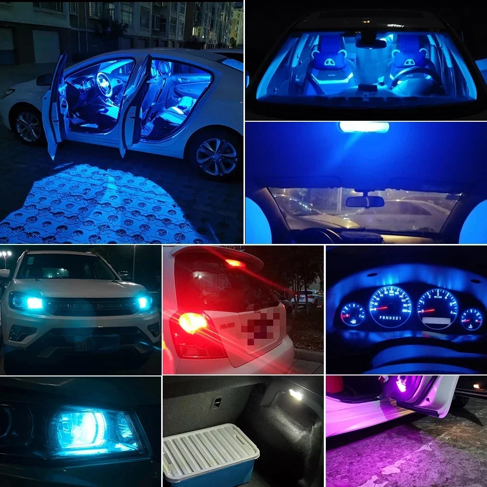 LED car lights 10Pcs Car LED T10 W5W Canbus Glass COB Dome reading bulb W5W Led side marker lamp Parking signal lights License plate light