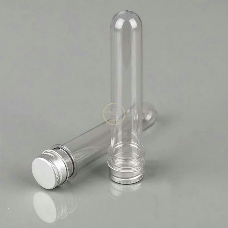 Lab 30/40/70/100ml PET test tube bottle Transparent cylindrical plastic refillable bottle for Mask candy data line 10pcs Lab Reagent Bottle