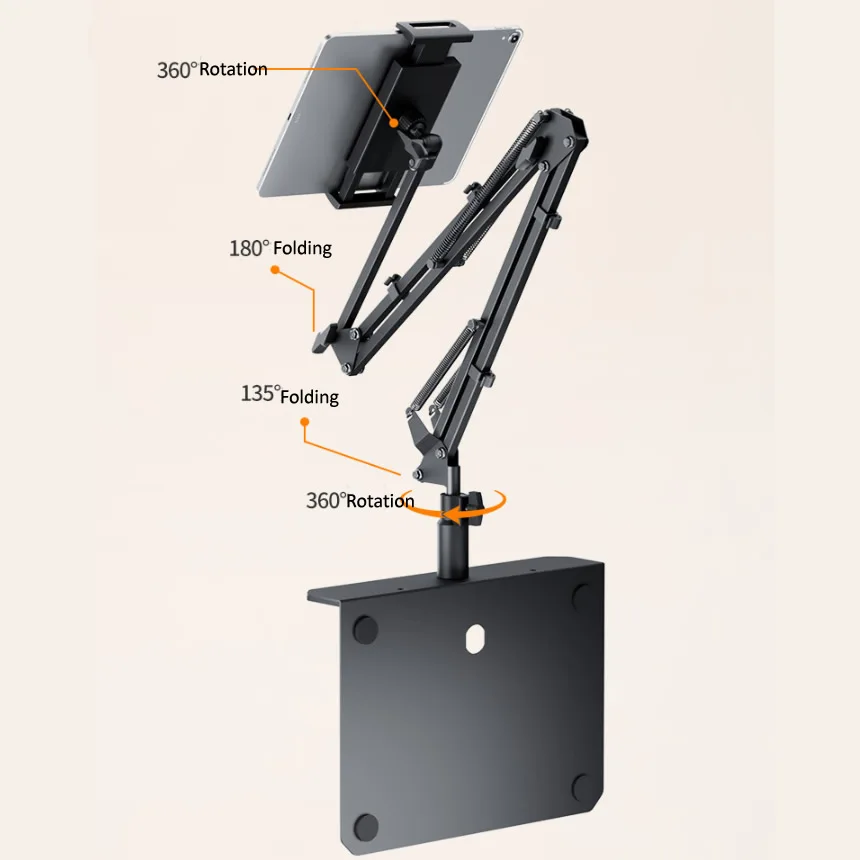 Graus Cama Tablet Suporte para 412.9 Polegadas Telemóveis Tablets Preguiçoso Braço Cama Mesa Tablet Montar Suporte para Ipad Mini Clipe Livre 360 - Imagem 2
