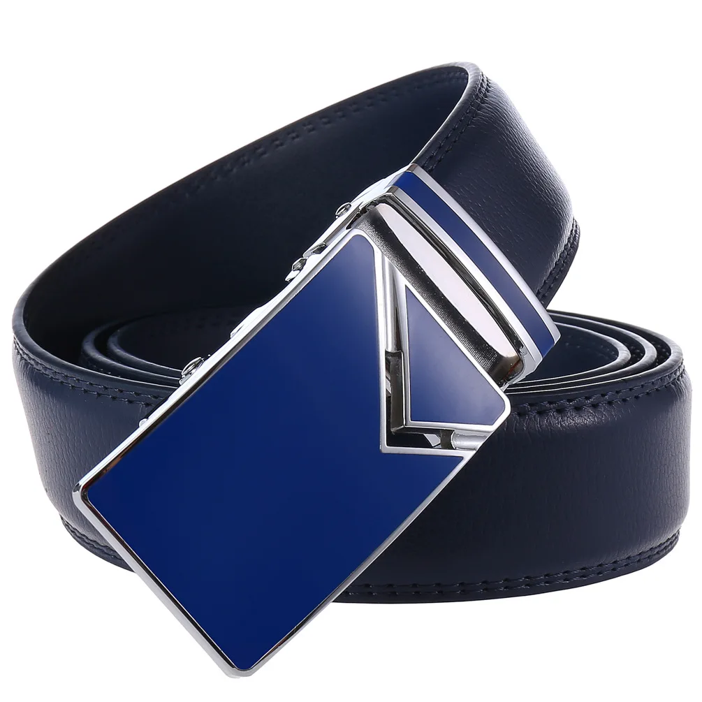 Neuankömmling Weiß & Schwarz Männer Gürtel Automatische Legierung Schnalle Männlichen Echtes Rindsleder Leder Golf Gürtel Plus Größe 130cm_voghion.com