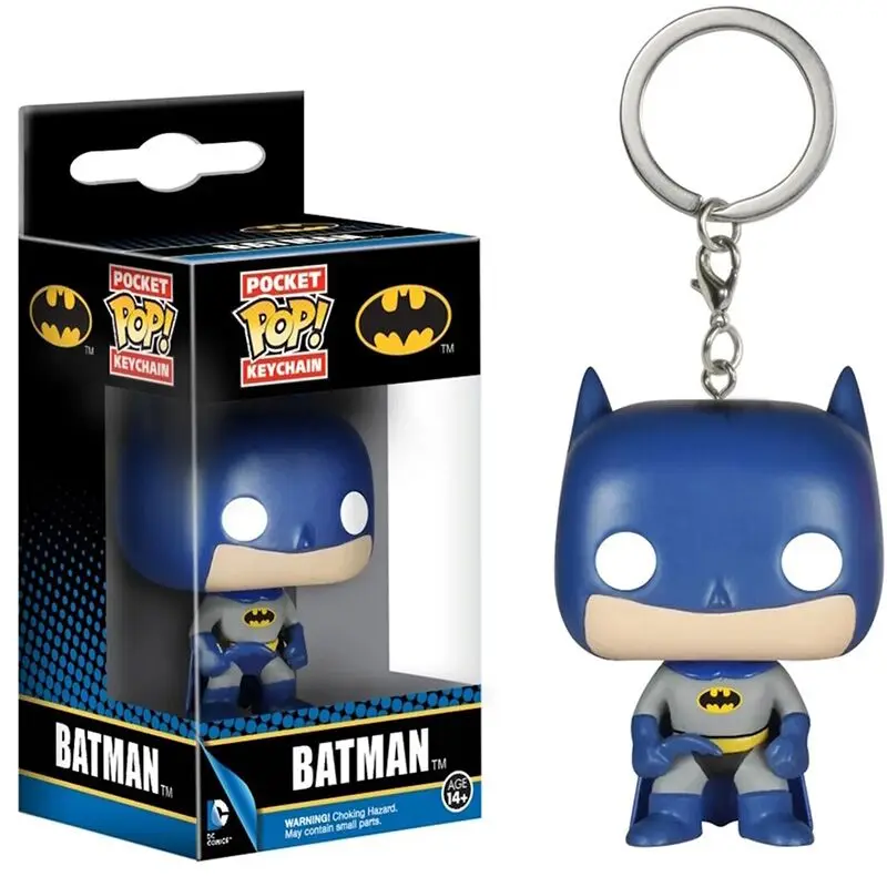 thumbnail image 1 of Llavero Funko Pop de los héroes de Batman, Batman fallecido, jugador de Batman, llaveros de bolsillo Pop de Batman, figuras de acción de vinilo, juguetes, regalos, 1 of 5