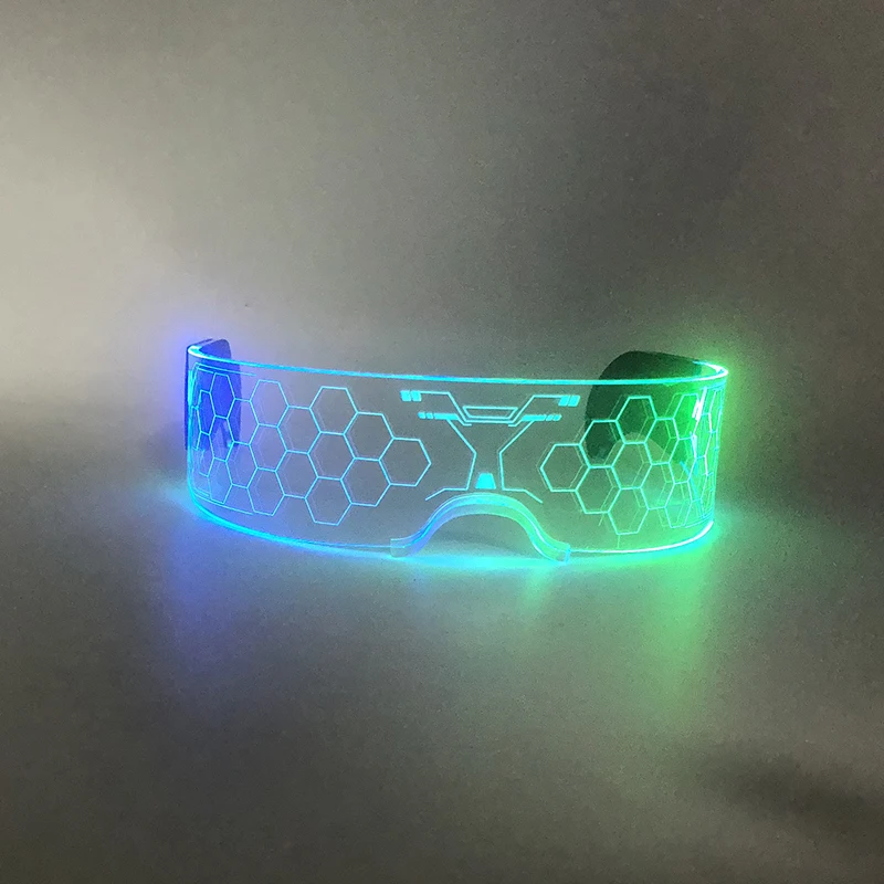 2026 Beliebte Leuchtende Futuristische Brille LED Neon Acryl-Brille Leuchtende Cyberpunk Bar-Party-Brille Geburtstags-Club-Requisiten – Detail 18