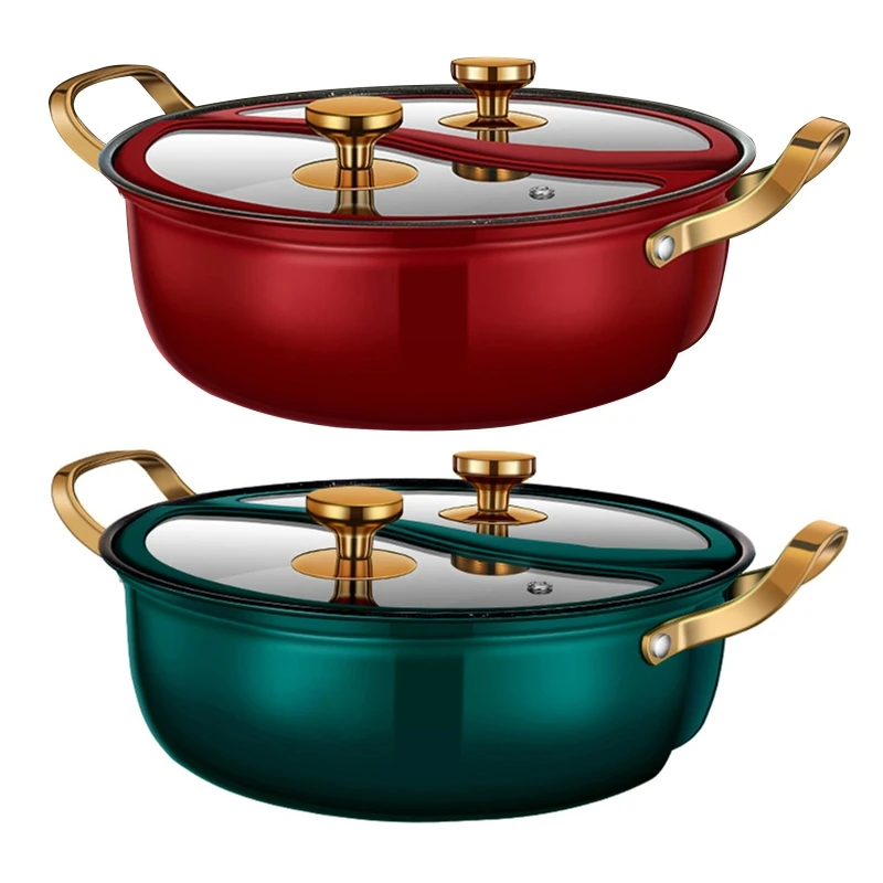 

28cm Chinese Two-flavors Mandarin-Duck Pot Stainless Steel Material Binaural Broth Commercial Household Hotpot Pot