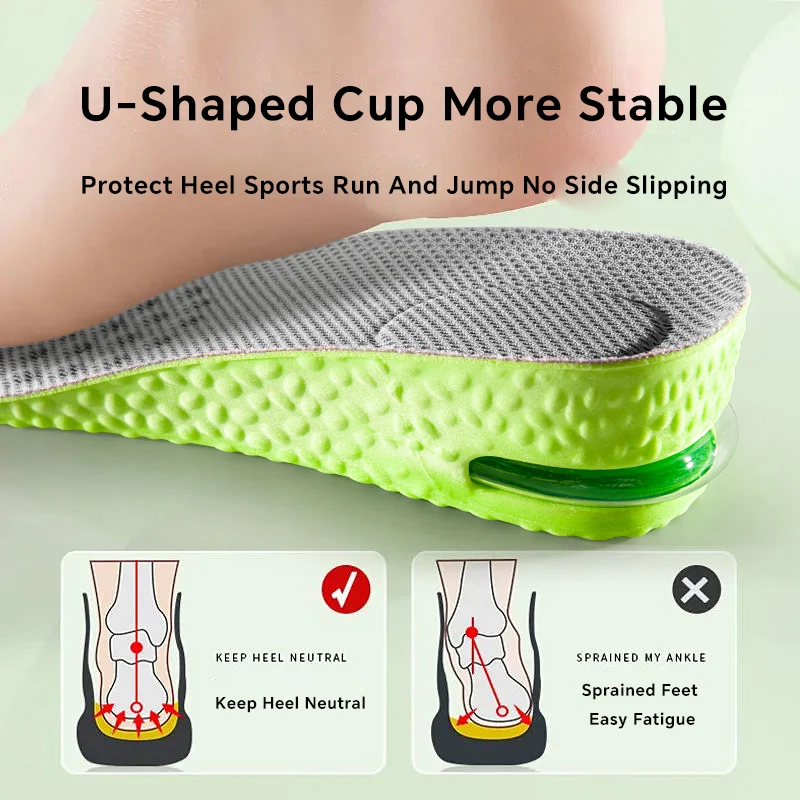 1Pair Height Increase Insole for Feet Comfort Plantar Fasciitis Shoes Insoles Men Women Sports Air Shock Absorbing Shoe Pads height increase insoles