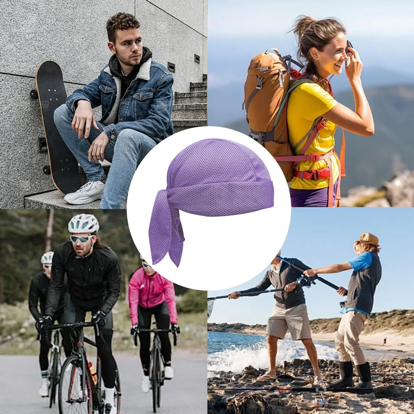 Doo Rags For Men Head Scarf Wrap Liner Caps Quick Dry Summer Head Wrap Bandana For Sports Biking Hiking Fitness Workout Riding