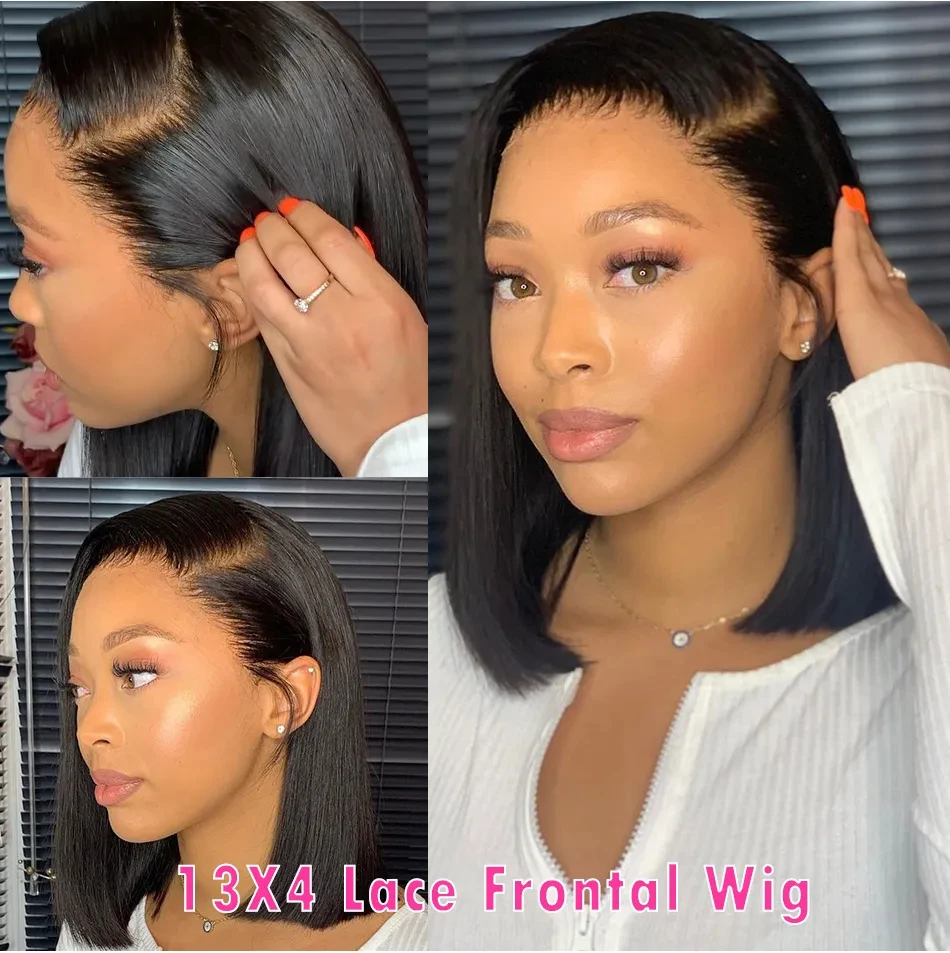 

13x4 Straight Lace Front Wig Bob Lace Front Wigs 4x4 Closure Short Straight Bob Wig 100% Humain Hair Frontal Wig For Women