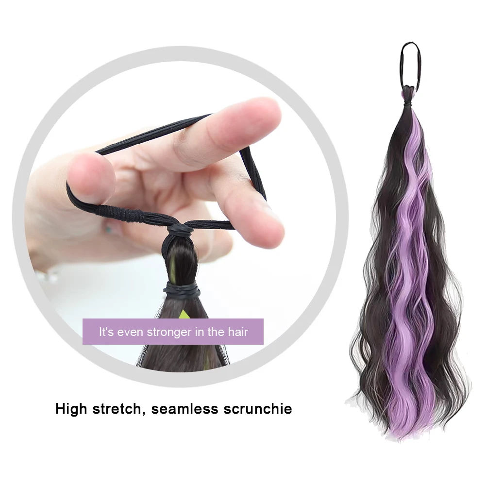 Synthetic Ponytail 1Pc 20Inch Synthetic Wavy Ponytail with Elastic Hair Tie Colorful Braiding Hair Ponytail Extensions Accessories synthetic ponytail synthetic hair accessories