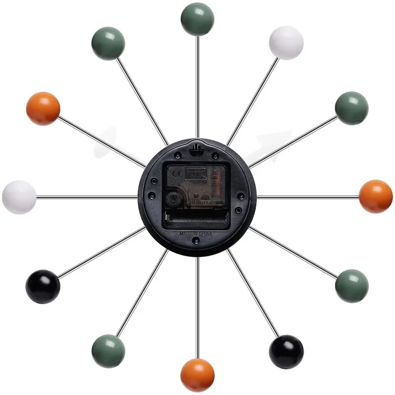 Description Picture 5 of itemModern Wall Clock Silent Non Ticking 13 Inch Pop Color Decorative Ball Clocks for Living Room Kitchen Office Wall Clocks