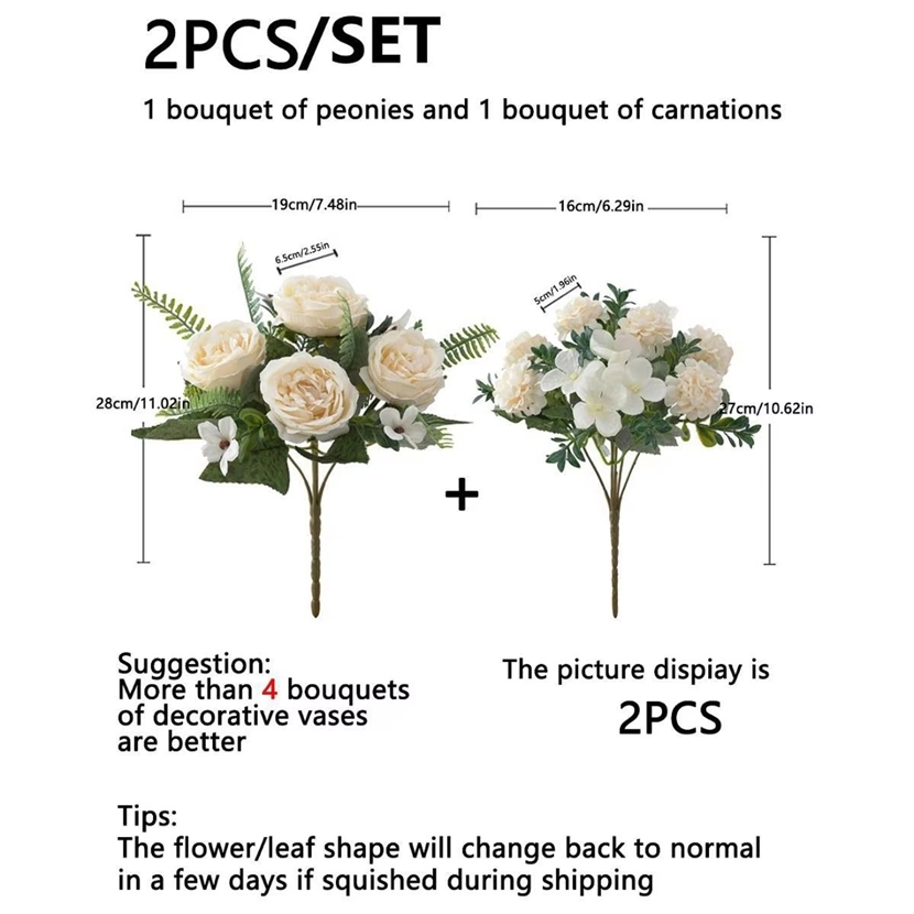 2Pcs Artificial Flower Silk Peony Bulbous Chrysanthemum Combination Festival Wreath Wedding Garden Home Room Vase Diy Decoration