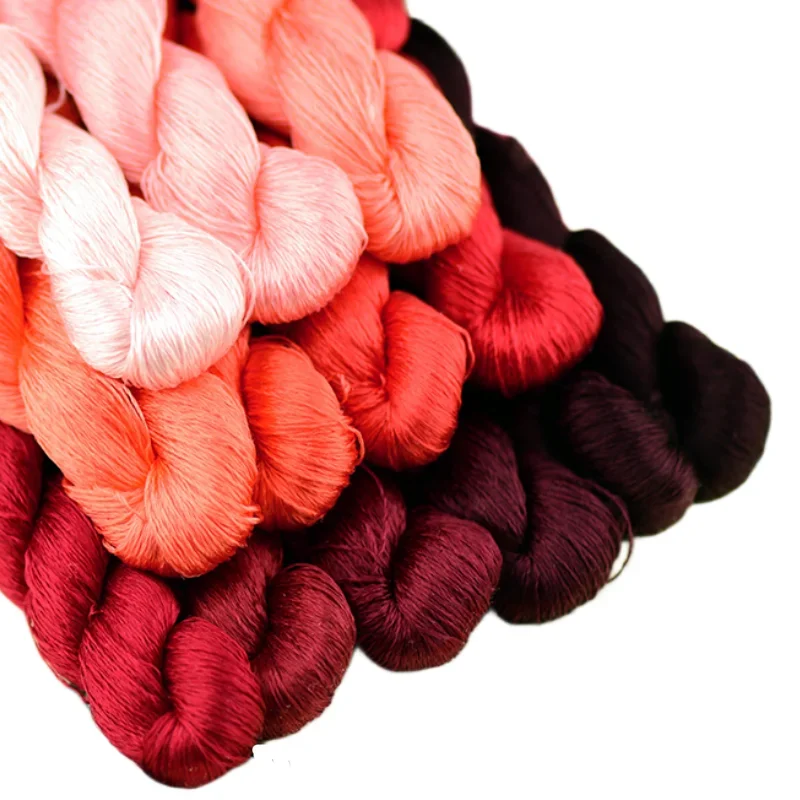 Vibrant 400m 100% Natural Silk Embroidery Floss in Red/Blue