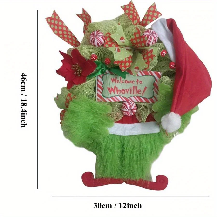 Christmas Wreath Elf Legs Welcome Sign Hanging Front Door Indoor Outdoor Home Decoration