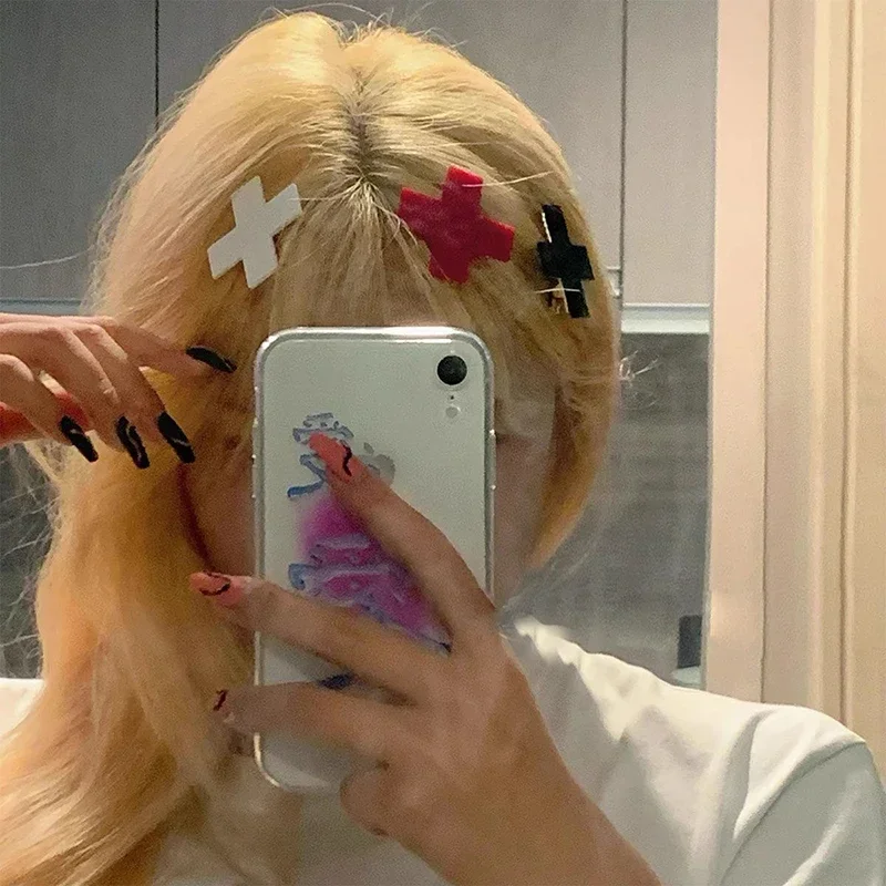 Y2K Anime Mädchen Rotes Kreuz Haarspangen für Frauen Mädchen Haaraccessoires Hip-Hop Punk Haarklammern Haarnadeln Coole Einzigartige Haarbekleidung – Detail 8
