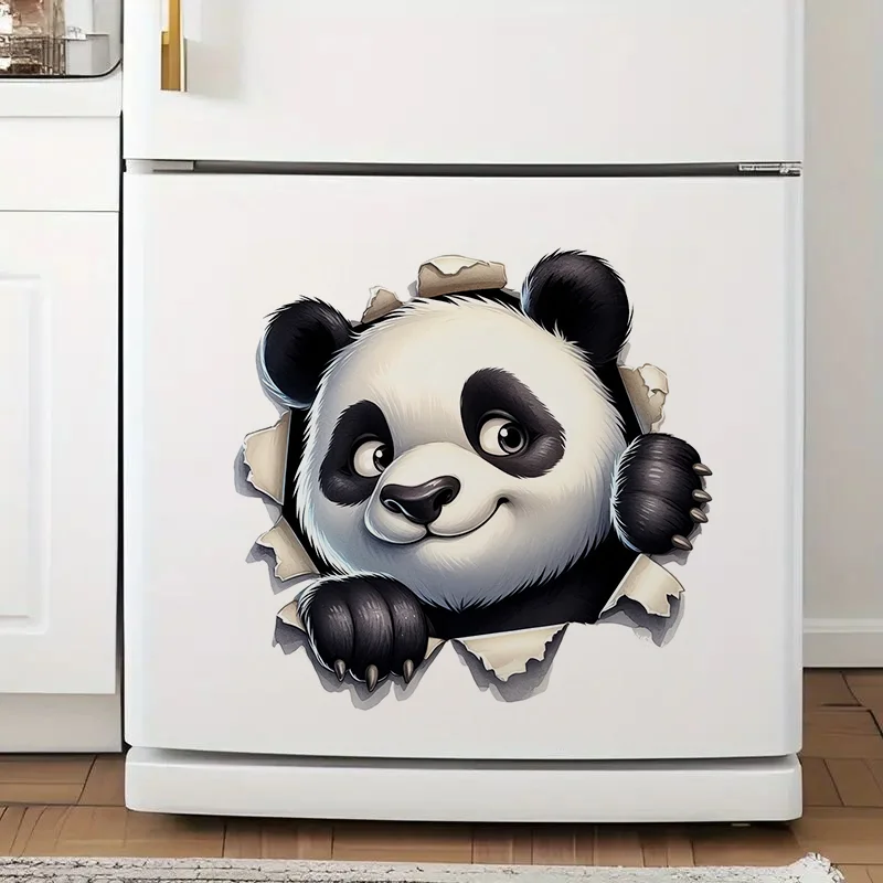90863# Panda in the Hole Self-Adhesive Toilet Stickers,Wall Decal Removable, Reusable Vinyl Car Sticker for Bathroom Decor
