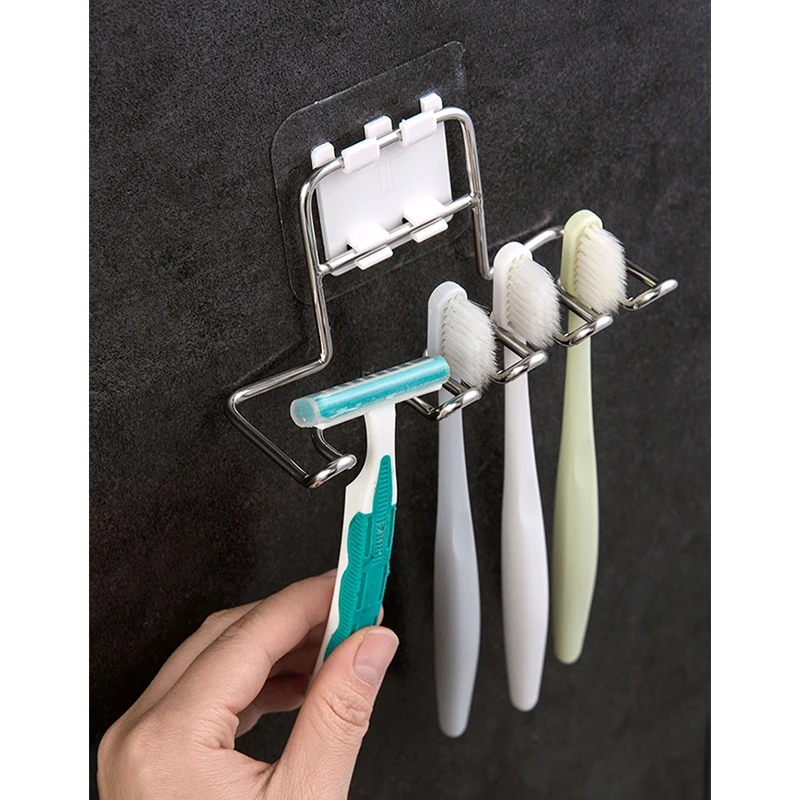 Toothbrush Holder toothbrush holder bathroom storage rack Stainless Steel Toothbrush Holder Shaver Storage Rack Tooth Brush Shelf Toothpaste Holder Rack Bathroom Organizer Accessories
