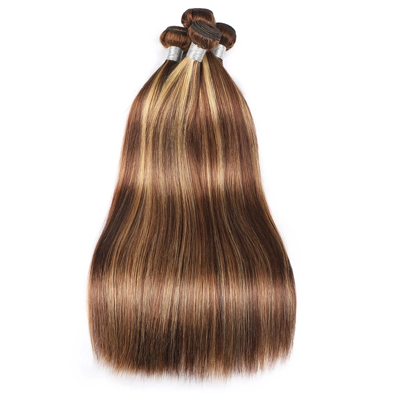 Liddy Colored Highlight Bundles Human Hair Weaving Weft Bone Straight Human Hair Bundles 3/4 Ombre Honey Brown Extensions