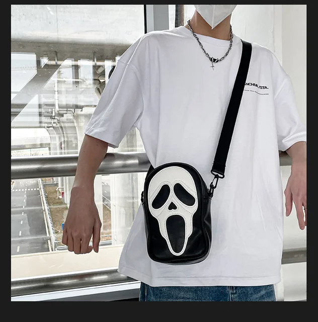 1/2Pcs Creative Ghost Bag Goth Gothic Bag Funny Unusual Bags Ghostfaced  Anime Shoulder Bag Ghost Faced Y2k Purse Crossbody