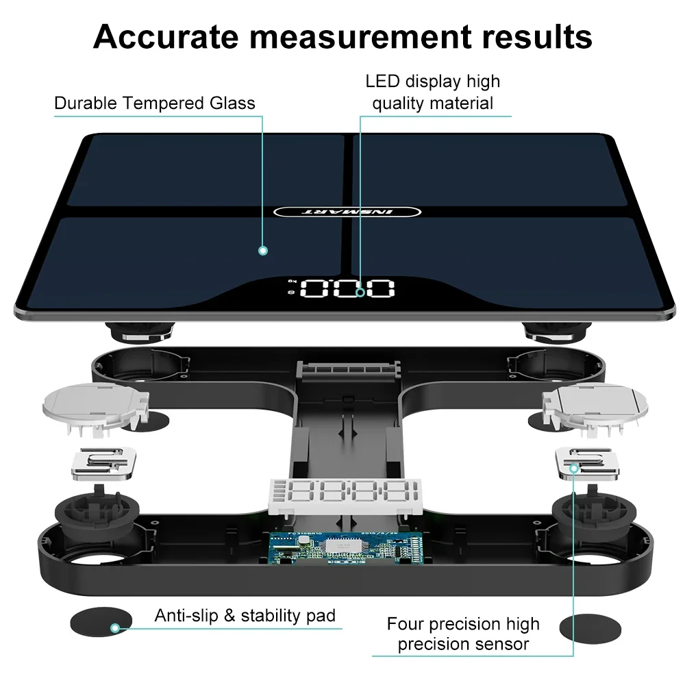 INSMART Digital Weight Scale Person Body Balance Adult 180kg Smart Body Fat Professional Scales Bioimpedance Scale
