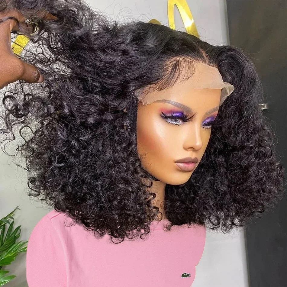 

Short Bob Wigs Curly Lace Front Human Hair Wig 13X4 Hd Lace Frontal Wig 4X4 Closure Wigs Glueless Wig Deep Wave Frontal Wig