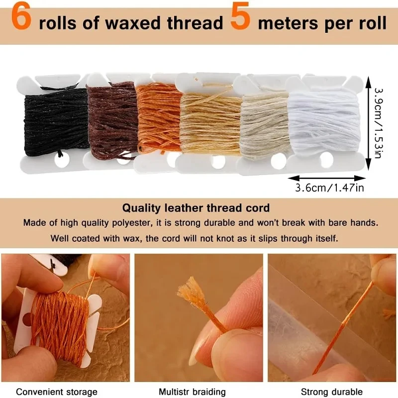 59 Pcs Leather Sewing Kit for Hand Sewing Heavy Duty Repair Kit Large-Eye Stitching Needles for Canvas Sofa