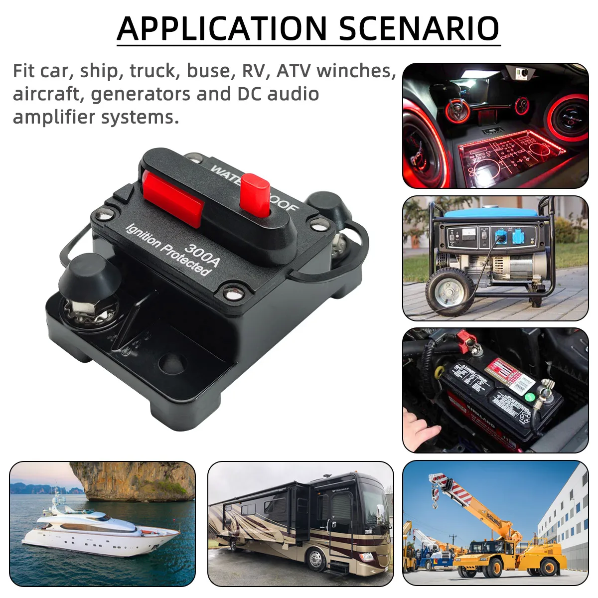 Waterproof Car Circuit Breaker With Reset Switch 30A40A50A60A70A80A100A120A150A200A250A300A Car Audio Linear Circuit Breaker
