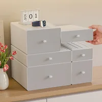 DIY Stackable white plastic desktop storage box student dormitory office storage small drawer box Table Desktop Stationery Box 4