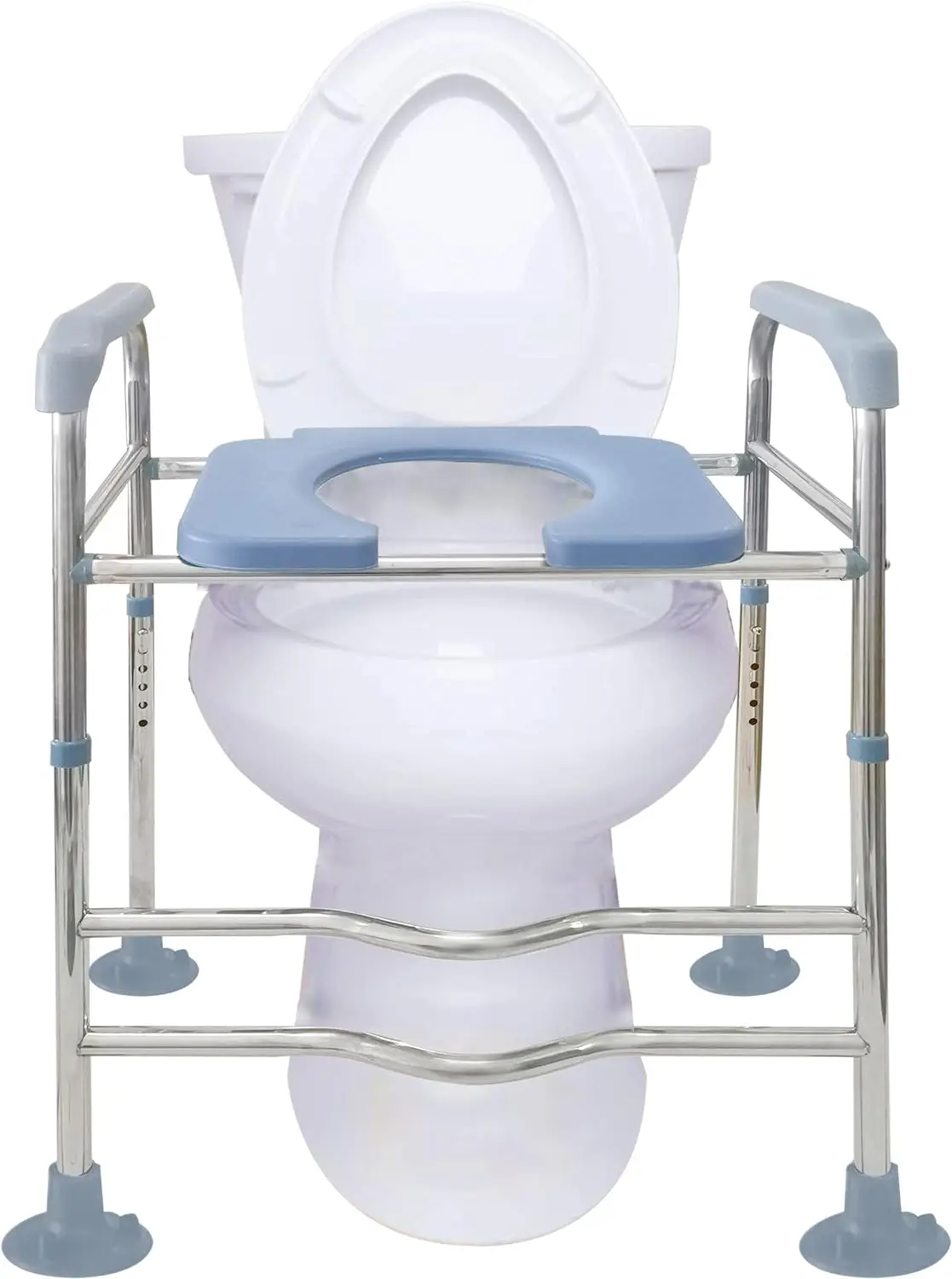 

Raised Toilet Seat with Arms, 22in Width, Height Adjustable, Reinforced and Anti-Skid Design, Commode Chair and Safety Frame