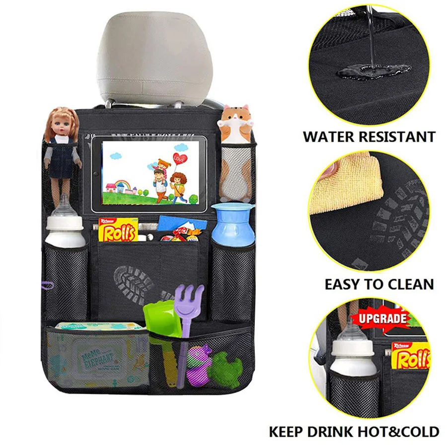 Car seat storage bag Car Seat Back Bag Organizer Auto Storage Pockets Cover Car Seat Back Protectors for Kids Travel 600D Oxford Fabric Storage Bag